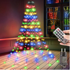 Kalėdų eglutės apšvietimas su žiedu Spalvotas - 2 m 12 gijų 240 LED vandeniui atsparių pasakų žibintų Kalėdų eglutės vidaus lauko kalėdinis apšvietimas su nuotolinio valdymo pulteliu 8 režimai Atminties laikmačio funkcija