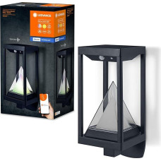 LEDVANCE SMART+ Outdoor Bluetooth Solar Wall Light, with Warm White (3000K) and Colour Light, Can Be Used Without Power, Up to 2.5 Hours Burn Time at 100% Light, Rechargeable with USB-C Cable, IP44,