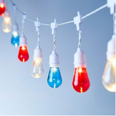 Lights4fun 15 LED Party Fairy Lights Blue White Red Light Bulbs Fairy Lights Outdoor Garden Decoration Power Operated