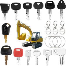 13 dalių statybinių mašinų raktų rinkinys, atsarginis uždegimo raktas su 6 raktų žiedais, ekskavatoriaus raktų rinkinys, universalus motociklo uždegimo jungiklio uždegimo raktų rinkinys, skirtas Komatsu, Kubota, Hitachi, Caterpillarr