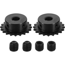 2 Stück #25 Kettenrollenritzel, 10 mm Bohrung, 1/4 Zoll Teilung, 20 Zähne, C45 Kohlenstoffstahl, ANSI #25 Rollenkettenritzel Keilnut 4 x 1,8 mm mit Stellschrauben für ISO 04C Kette