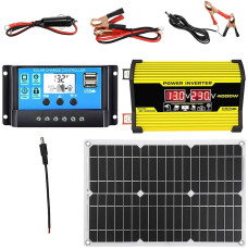 Solar Power Kit - 12 Volt Solar Panel Complete System 300 Watt Inverter, Solar Power Complete Kit, DC 12V to AC 110V/220V Solar Power Converter 30A Controller with 2 USB Ports and LED