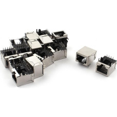 sourcingmap® 15Pcs RJ45 8 Forward Pins Shielded Modular PCB Jack Connector 18mm