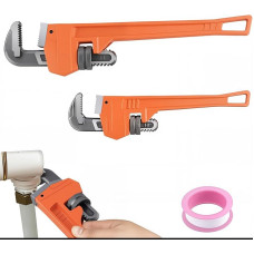 MOUYAT 2 vnt. 35x6 cm oranžinis vamzdžių raktas Anglinio plieno vamzdžių raktas Reguliuojamas vamzdžių raktas, skirtas tualetui, kriauklei, vonios kambariui, virtuvei