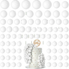 NACHLYNN 80 Pieces Cake Decoration Balls Cake Decorating Mini Balloon Cupcake DIY for Party Wedding Baby Shower Birthday (White)