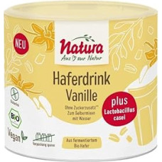 NATURA Ekologiško avižų gėrimo milteliai su tikra vanile ir aktyviomis pieno rūgšties bakterijomis - avižų gėrimo milteliai 100% be cukraus priedų, be glitimo, veganiški - greito paruošimo avižų milteliai 300 g maždaug 3 litrams