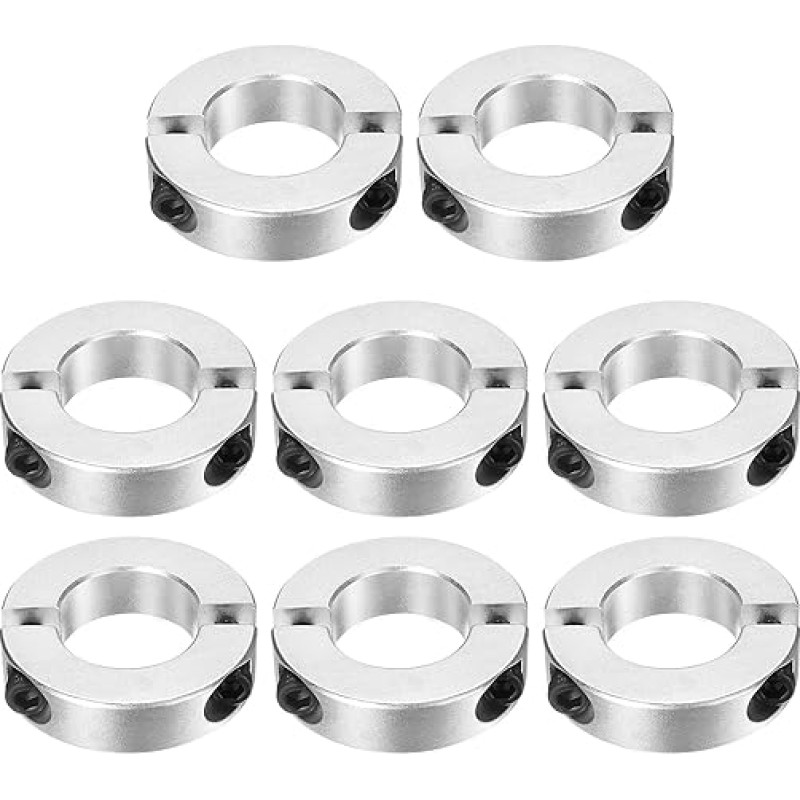 tiekimo žemėlapis Doppelter geteilter Schaftkragen, 32 mm Bohrung, zweiteiliger Klemmkragen, 60 mm Außendurchmesser, 15 mm Dicke, Aluminiumlegierung, Schraubspaltring, 8 Stück