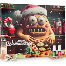 Kaffeehaus Diamant Monster Biscuit Baking Advent Calendar 2025, 140 g with 24 Doors Full of Baking Ingredients and Baking Accessories with Vanillin Sugar, Food Colourings, Sugar Sprinkles, Lemon Aroma