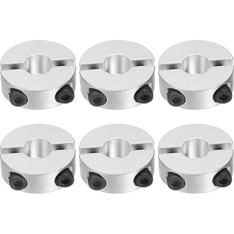 Dvigubas dvigubas Split Shank apykaklės, 10 mm skylė dviejų dalių spaustuko apykaklė, 30 mm OD, 10 mm storis, aliuminio lydinio varžtas Split Ring, 6 vnt.