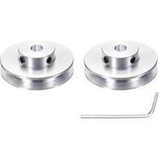 sourcing map 1 x Single Groove Pulley 8mm Fixed Bore 50mm OD Aluminum Alloy Mechanical Pulley with Hex Wrench for 6mm PU Round Belt