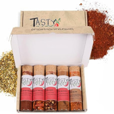 Tasty Pott Thank You Box, Organic Spices, Spice Set, Gift Idea for Family and Friends, Spices, Spice Mixes, Spice in Glass (Hot Chili Set, Have Fun and Good Hunger)