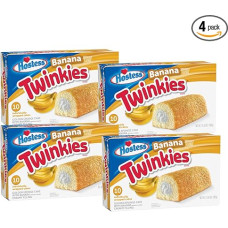 4 x Hostess Hostess Twinkies Banana Box | 4 Packs Twinkies Banana 385g | Per Pack 10 Cakes | Value Pack