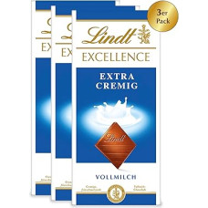 Lindt Chocolate Excellence Extra Creamy, 3 Bundles, 3 x 100 g Bars, Creamy, Fine Melting Milk Chocolate, Chocolate Bar, Chocolate Gift