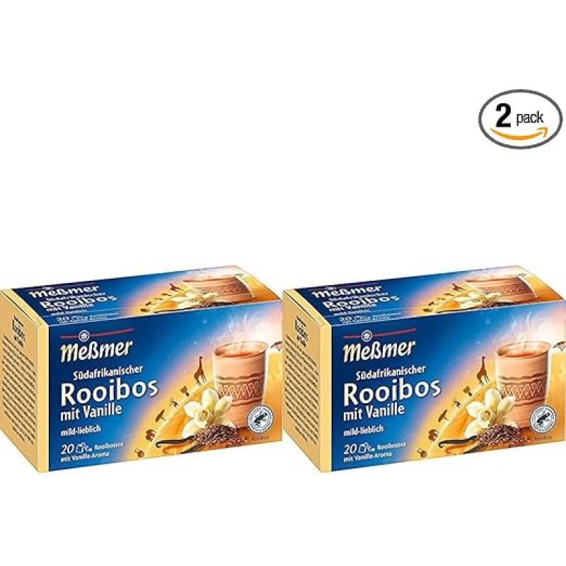 Meßmer Country Tea | Pietų Afrikos Rooibos su vanile | 20 arbatos maišelių | Be glitimo | Be laktozės | Vegan (pakuotė po 2 vnt.)