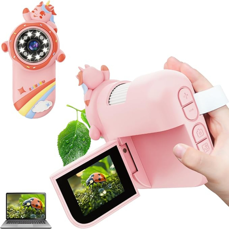 Mini mikroskopas vaikams, OUTACT kišeninis mikroskopas, mikroskopas su 8 šviesos diodais, 1000X skaitmeninis mikroskopas su 600 mAh baterija, 2 megapikselių, nešiojamas USB mikroskopo fotoaparatas, vaikiškas mikroskopas su