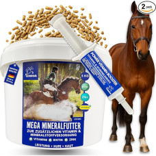 Mineral Food Horse + Vitamin B Horse • Biotin Horse Zinc Selenium Brewer's Yeast Horse • Horse Food with Manganese Magnesium Horse + Vitamin B Complex Coat Change Hoof Skin Hair 5 kg 30 ml