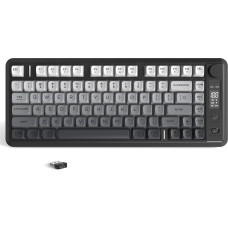 ZIYOU LANG M75 Wireless Gaming Keyboard with Smart Display and Rotary Knob, Bluetooth/2.4GHz PBT Keycaps, Rainbow Backlit TKL Membrane Keyboard with 82 Keys, Black