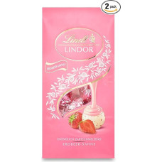 Lindt Chocolate LINDOR Strawberry Cream | 2 x 137 g Bags | Approx. 10 Balls of White Chocolate with Soft Melting Strawberry Cream Filling | Chocolate Gift | Chocolate Gift (2 x 137 g)