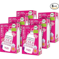 Cupper Bio Cold Water Infusers Blackcurrant & Echinacea, 6 Pack, 60 Unbleached Tea Bags, Eco Friendly, Fair Trade (Cold Brew Tea, Cold Tea)