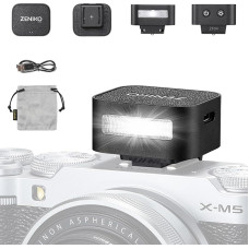 ZENIKO ZF04 mini fotoaparato blykstė CCT 6500 K ± 200 K 372 pilno galingumo blykstės 2 galingumo lygiai, suderinama su 
