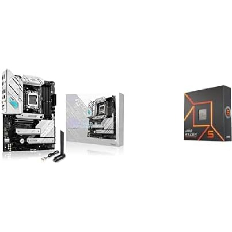 ASUS ROG Strix B650E-A Gaming WiFi pagrindinė plokštė AMD AM5 lizdas (12+2 maitinimo pakopos, USB 3.2 Gen 2x2 Type-C, PCIe 5.0, Q-Release, WiFi 6E, Aura Sync) + 7 7600X procesorius 4.7GHz 32MB L3 dėžutė