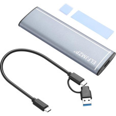 ELFJMZP M.2 NVMe Externes Gehäuse USB 3.2 Gen2 10 Gbit/s - Unterstützt M-Key/B+M Key SSD 2242/2260/2280 (max 6TB), Werkzeuglos Install, Gratis Kühlpad, Kompatibel mit Windows/Mac/Linux