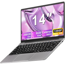 Laptop Win 11 con 5G WiFi, Laptops 14 Inch 6GB RAM 128GB SSD Expansion 1TB, BT 4.2 3.0 Transmission Connection 1920 x 1080 FHD, Notebook With Mini Multimedia Connection & German Keyboard Film Grey