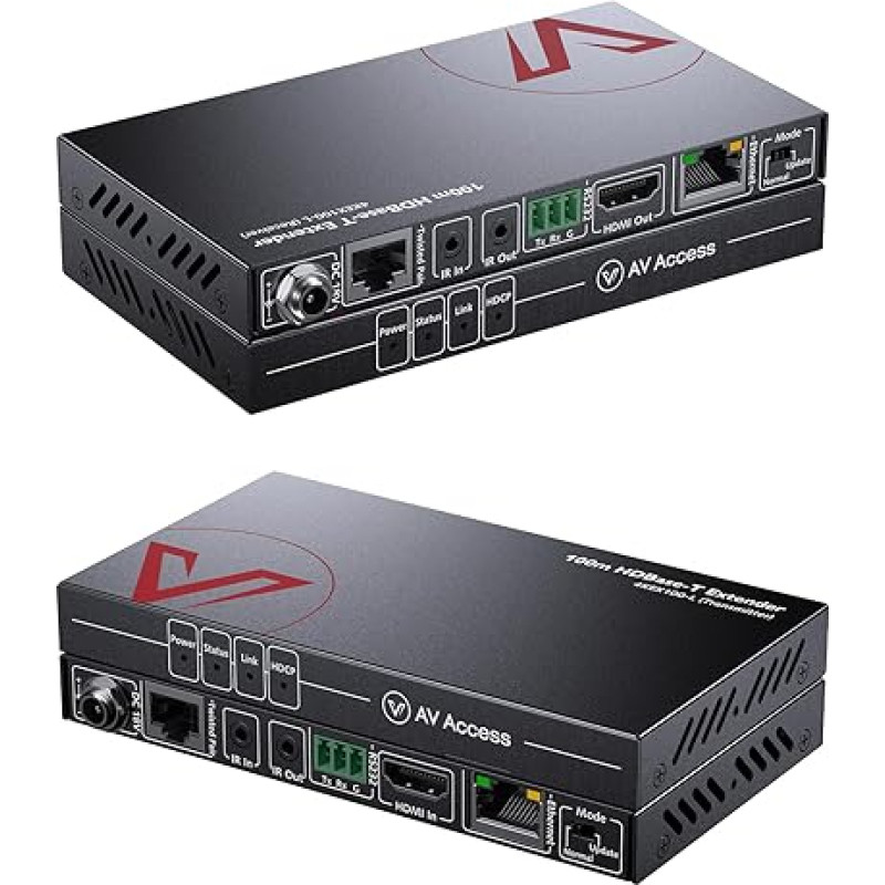 HDMI ilgintuvas su eterneto prievadu, skirtas televizoriaus arba nešiojamojo kompiuterio LAN prievadui, dvipusis PoE, nesuspaustas 4Kx2K@60Hz per CAT5e / CAT6 / CAT7, 70 m (230 pėdų) 4K, 100 m (330 pėdų) 1080P, HDR&Dobly Vision+HDCP2.2+Bidirectional IR+RS