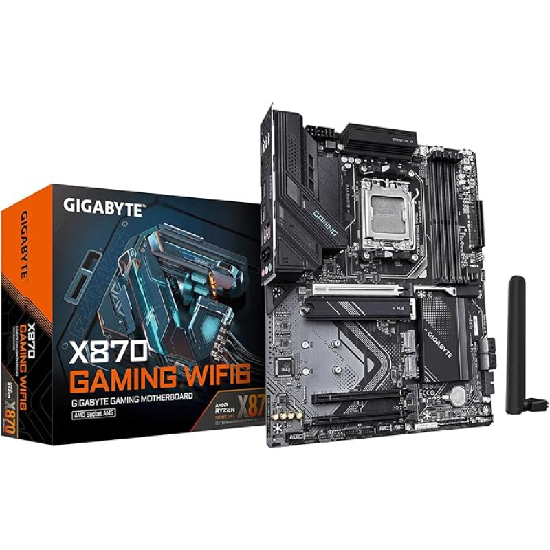 GIGABYTE X870 Gaming WIFI6 AM5 LGA 1718, ATX, DDR5, 3X M.2, PCIe 5.0, USB4, WiFi 6, 2.5GbE LAN, EZ-Latch, 5 metų garantija
