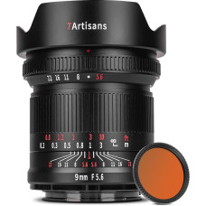 7artisans 9 mm F5.6 pilno formato 132° plataus kampo objektyvas Beveik be iškraipymų 0,2 m minimalus fokusavimo atstumas Suderinamas su 
