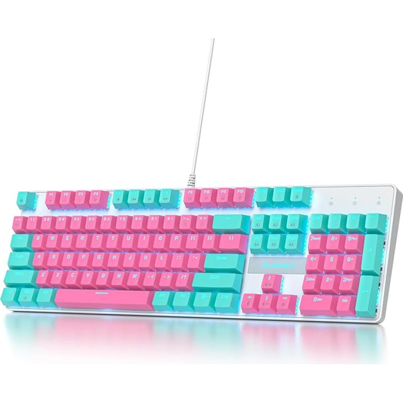 SOLIDEE laidinė mechaninė žaidimų klaviatūra, pilno dydžio, 104 klavišų laidinė USB klaviatūra, RGB apšvietimas ir skaičių klaviatūra, NKRO mechaninė klaviatūra 