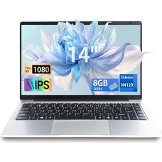LONGEVINCE 14 Inch Laptop, 8 GB RAM, DDR4, Ultrabook Laptop, 1920 x 1080 IPS, Celeron N4120 Laptop (up to 2.6 GHz), USB 3.0, Windows 11 Notebook with German Keyboard Film (Silver, 8GB + 512G SSD)