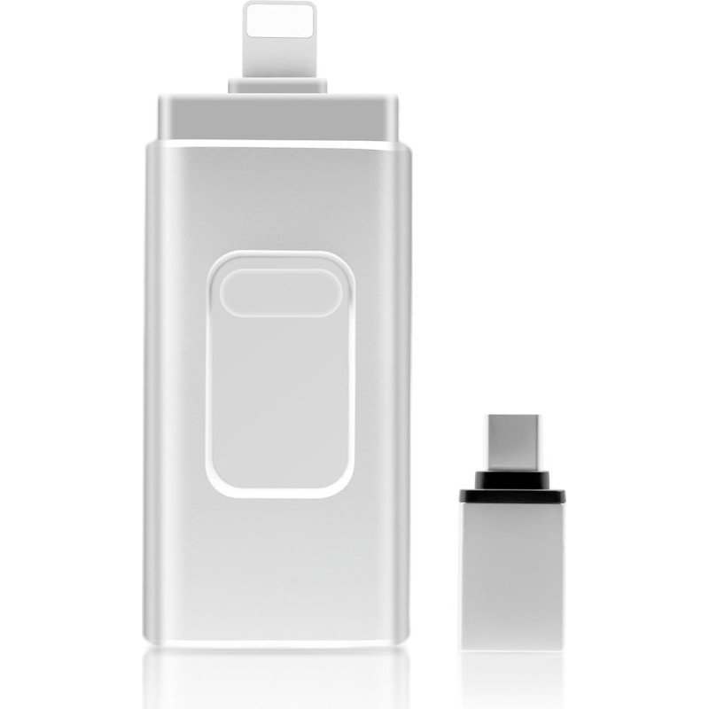 Lizoak 128GB USB Stick - MFi Flash Drive for iOS/Android/PC, No App, USB 3.0 Memory Stick, 100MB/s Read/Write, for Tablet/iPhone/Mac, External Storage for Photos and Videos, Silver