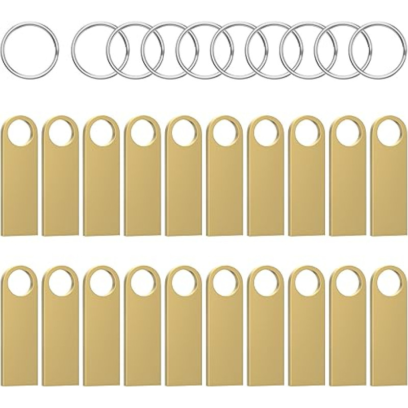 ABLAZE USB atmintinė 16 GB, 20 vnt., metalinė, vandeniui atspari 16 GB USB atmintinė, 20 vnt., skirta nešiojamajam kompiuteriui, kompiuteriui, televizoriui, automobiliui