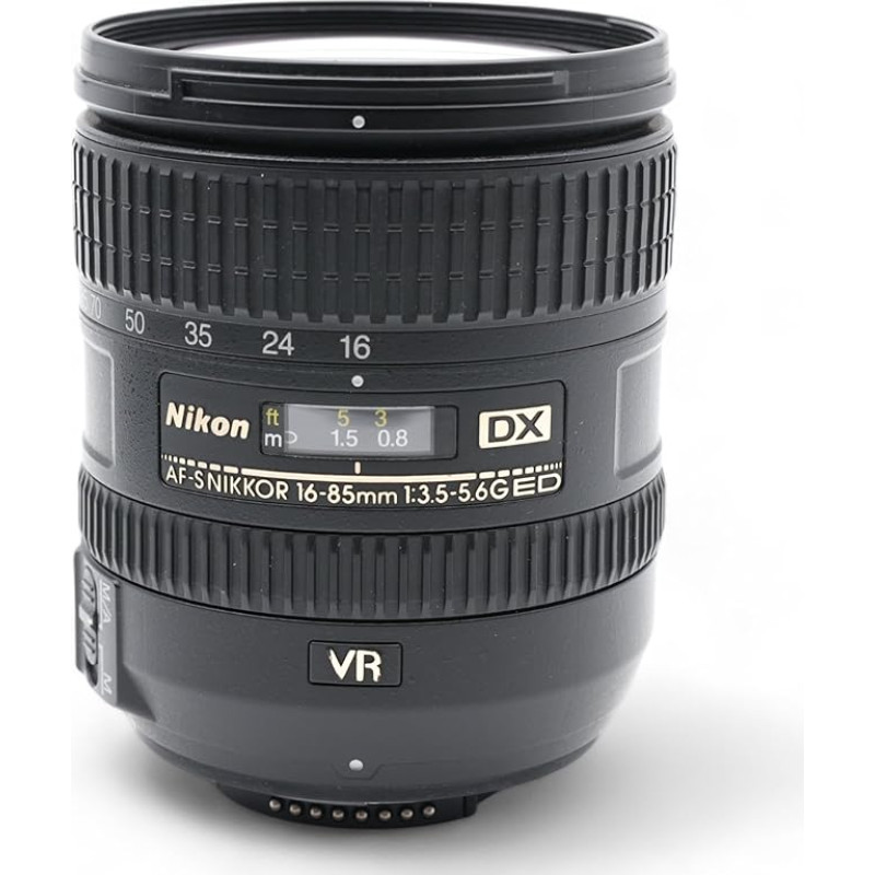 Nikon 16 - 85 mm f/3.5 - 5.6 G ED VR AF-S DX Nikkor objektyvas Nikon (židinio nuotolis 24 - 128 mm, diafragma F/3.5, optinis vaizdo stabilizatorius, skersmuo: 67 mm) Juodas
