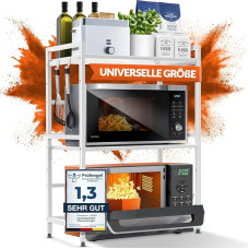 Heldenwunder Microwave Shelf Kitchen Shelf Standing Steel (3 Levels) Microwave Shelf Microwave Cabinet Storage Rack Baker's Rack Height & Length Adjustable Shelf + Video Instructions (English language