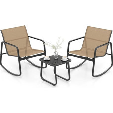 FANTASK balkono baldai su 2 kėdėmis ir stalu, 3 dalių terasos baldai, sodo baldų komplektas, sodo baldų komplektas terasai, balkonui, sodui (rudi)