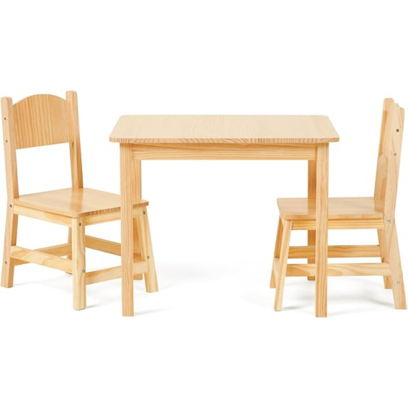 OOOK vaikiškas stalas su 2 kėdėmis, medžio masyvo vaikiškų stalų ir kėdžių komplektas, vaikiškas sėdimųjų vietų komplektas nuo 3 metų, skirtas vaikų kambariams, darželiams