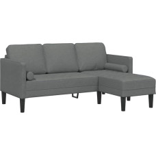 vidaXL L-Shaped Corner Sofa Dark Grey Fabric 3-Seater for Living Room Sturdy Beech Wood Frame with Removable Cushions Modern Design Stylish Durable Space Saving
