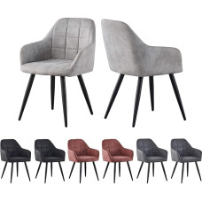 mcc direct Adrian Dining Room Chairs Set of 2 Faux Suede with Metal Legs Designer Kitchen Chairs (Light Grey)