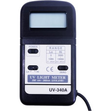 UV šviesos matuoklis, 0-1999uW/cm2.2000-19990uW/cm2, 290-390nm (UVA, UVB), UV šviesos matuoklis UV-340A, skirtas bandymams