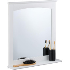 Relaxdays Bathroom Mirror with Shelf, Bathroom, Hallway, Rectangular, H 60 x W 55 x D 11 cm, MDF Hanging Mirror, White