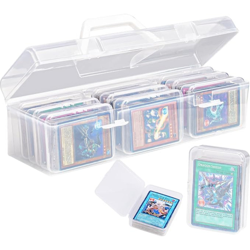 NiHome skaidri kortų kaladės dėžutė su 9 skyriais, skirta MTG, prekybos kortelėms, žaidimo kortelėms, vandeniui ir dulkėms atspari prekybos kortų laikymo dėžutė kolekcininkams, nešiojama su rankena, pagaminta iš patvaraus PP