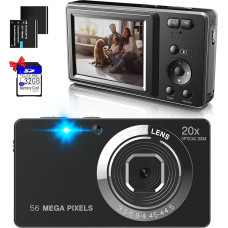 Nolansend 4K-Digitalkamera, 4 K, 56 MP, Autofokus-Vlogging-Kamera mit 32 GB Speicherkarte, 20-facher Digitalzoom, leistungsstarke Kameras für Fotografie mit 2 Batterien für Teenager, Kinder, Anfänger