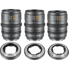SIRUI VP-1 Vision Prime 1 T1.4 Vollformat-Cine-Objektivset, 24 mm, 35 mm, 50 mm Kinoobjektivas su rankiniu fokusu ir įmontuotu E-Mount, austauschbare RF/Z/L-Mounts (Metalgrau)