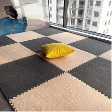 ouxei 16 Stück 30 X 30 cm, 1 cm Dicke, Flauschige, Ineinandergreifende Schaumstoff-Fußmatten Mit Rand