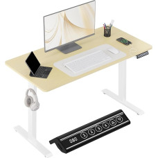 WOLTU Height-Adjustable Electric Desk, Computer Desk with USB Charging Port and Memory Function, Ideal as an Ergonomic Standing Desk for Home Office and Office, 120 x 60 cm, White + Oak