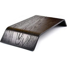 Valiai Sturdy Wooden TV Stand, Portable Office Laptop Stand, Raised Computer Stand in Minimalist Scandinavian Style, Monitor Stand, Light Oak Colour (Black)