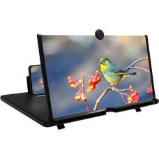 Mobiliojo telefono ekrano didintuvas, 16 colių 3D HD telefono didinamasis projektoriaus ekranas filmams ir vaizdo įrašams Sulankstomas telefono stovas su ekrano stiprintuvu, palaikantis visus išmaniuosius telefonus (juodas, 16 colių)