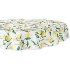 DII CAMZ11288 Pavasario ir vasaros staltiesė, apsaugota nuo išsiliejimo ir atspari vandeniui, skirta naudoti lauke arba patalpose, rengti kiemo vakarėlius, kepsnines ir šeimos susibūrimus (nuo 2 iki 4 sėdimų vietų), 60 colių apskrita, Lemon Bliss